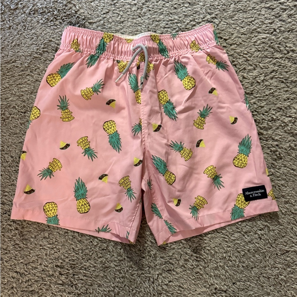 EUC Abercrombie Kids Pineapple Print Swim Shorts, Size 9/10